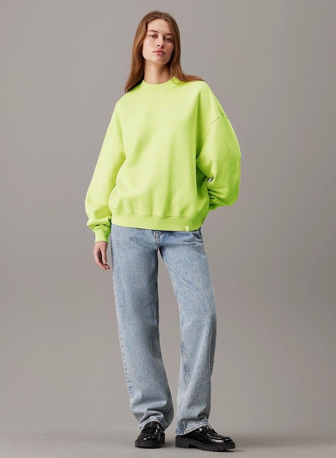 KOTTY Women's Fleece Sweatshirt Solid Pattern with Classic Round Neck(Green,M) - Image 4
