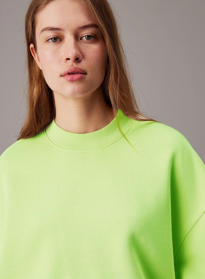 KOTTY Women's Fleece Sweatshirt Solid Pattern with Classic Round Neck(Green,M) - Image 3