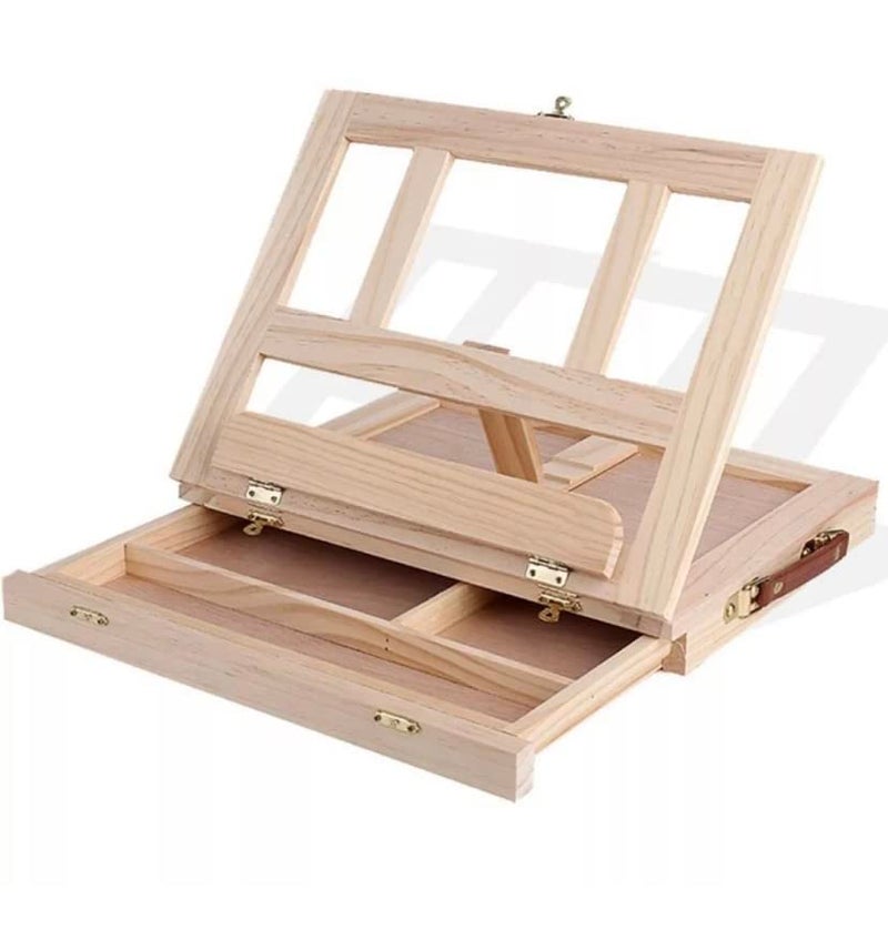 BUZZ COOL Artists Portable Tabletop Wooden Sketchbox Easel with Drawer | Holds Canvases | Art Supplies for Artist | Tabletop Easel for Drawing & Sketching | Foldable, with Storage - Image 1