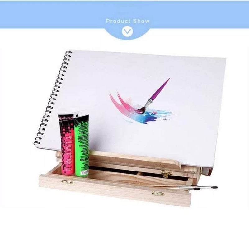 BUZZ COOL Artists Portable Tabletop Wooden Sketchbox Easel with Drawer | Holds Canvases | Art Supplies for Artist | Tabletop Easel for Drawing & Sketching | Foldable, with Storage - Image 3