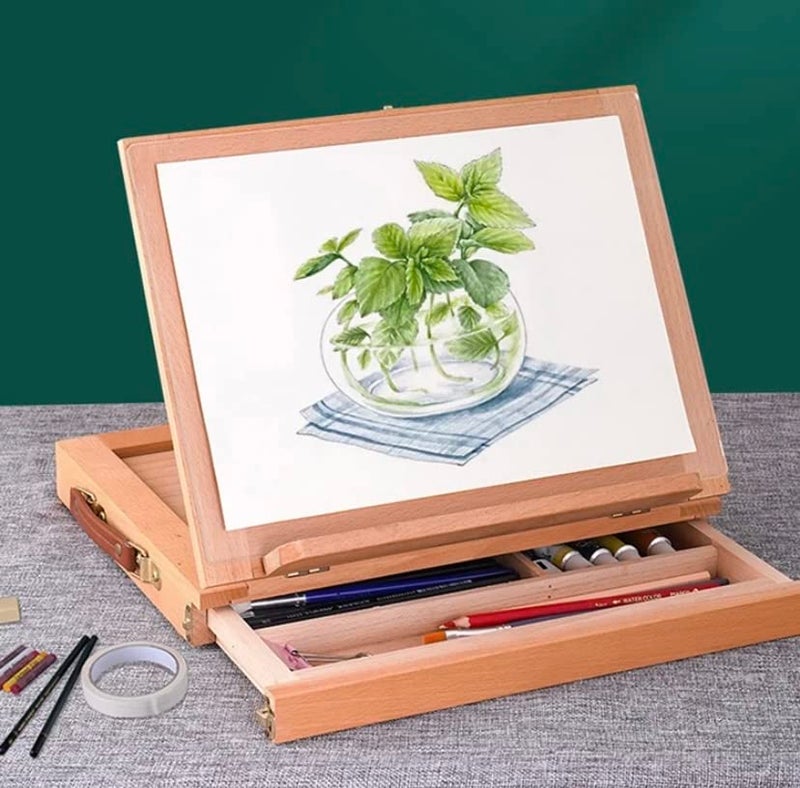 BUZZ COOL Artists Portable Tabletop Wooden Sketchbox Easel with Drawer | Holds Canvases | Art Supplies for Artist | Tabletop Easel for Drawing & Sketching | Foldable, with Storage - Image 5