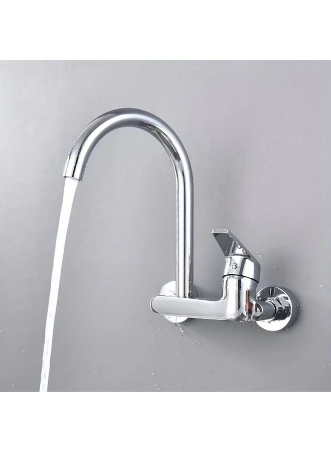 Electroplating Wall Mounted Kitchen Faucet Double Handle Hot Cold Water Rotatable - Image 3