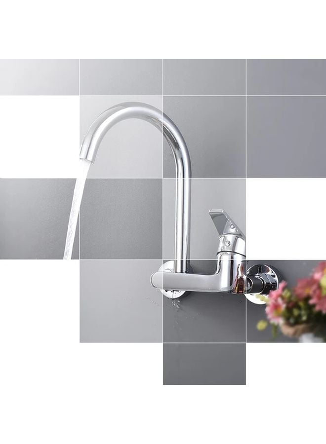 Electroplating Wall Mounted Kitchen Faucet Double Handle Hot Cold Water Rotatable - Image 5