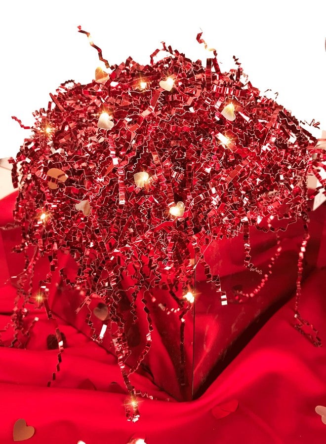 PAPER FAIR 1 LB Valentine's Day Crinkle Cut Paper with Rose Gold Heart Confetti, Metallic Red Paper Shred Filler Strand Raffia Tissue Craft Bedding Cushion, Christmas Party Birthday Gift Box Basket - Image 4
