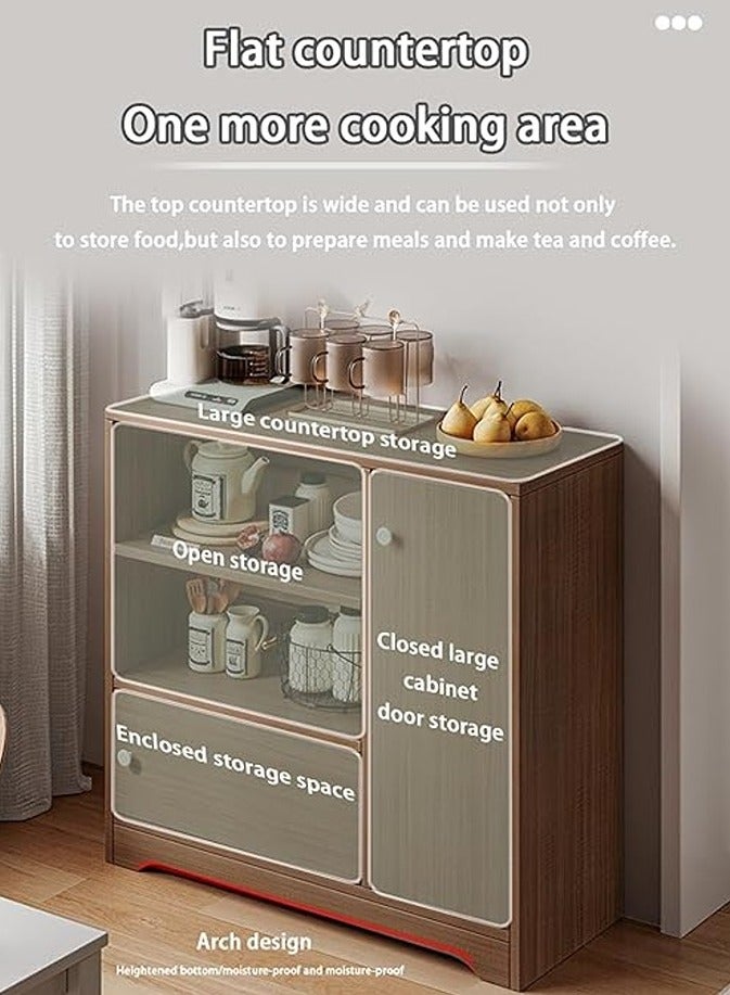Coffee cabinet, large capacity coffee table, modern minimalist style home coffee corner, suitable for living room or office