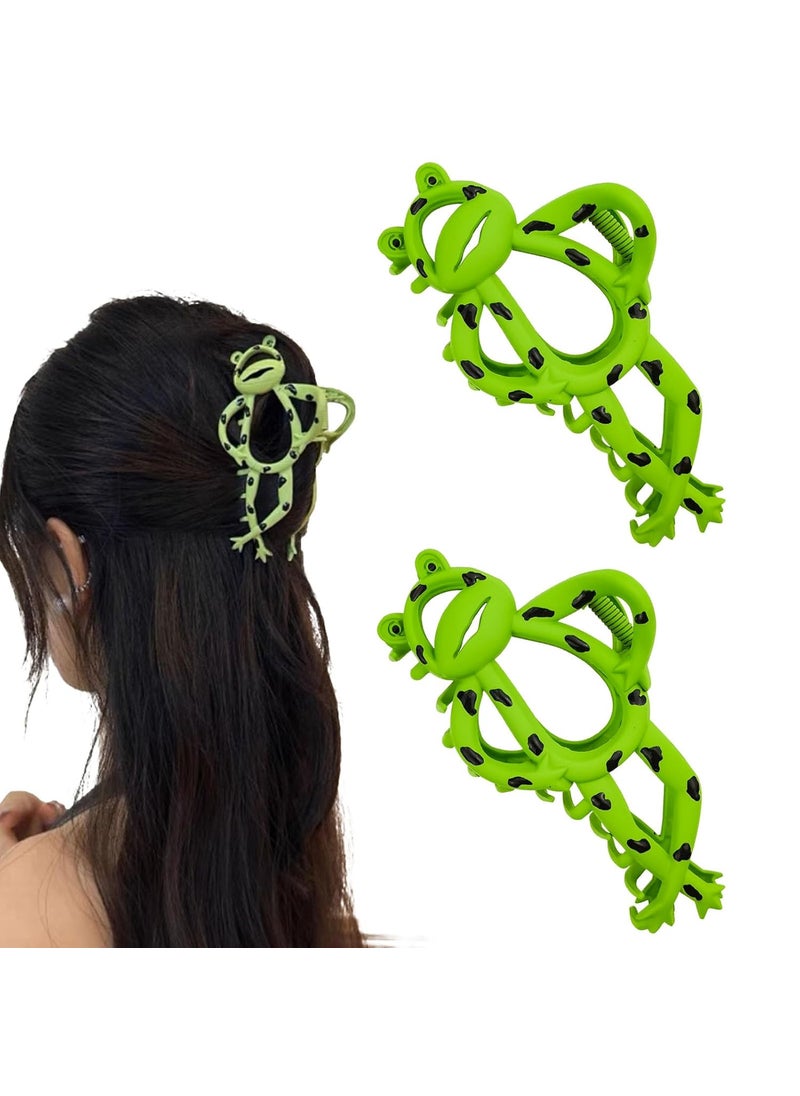 DonLeeving 2 Pack Large Metal Hair Clips for ThickThin Hair  Strong Hold Nonslip Barrettes Cute Green Frog Design for Women  Girls Fashion Hair Accessories 
