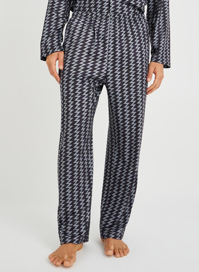 Styli Chevron Printed Long Sleeve Shirt and Pyjama Set - Image 4