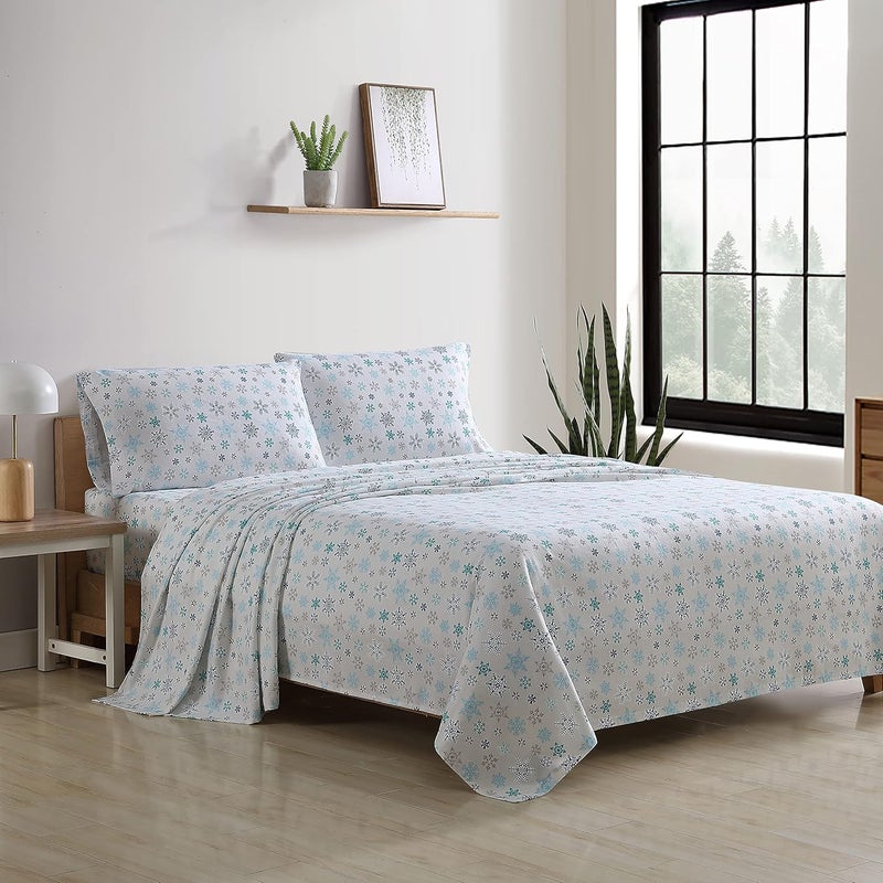 Eddie Bauer - Full Sheets, Cotton Flannel Bedding Set, Brushed For Extra Softness, Cozy Home Decor (Tossed Snowflake, Full) - Image 2