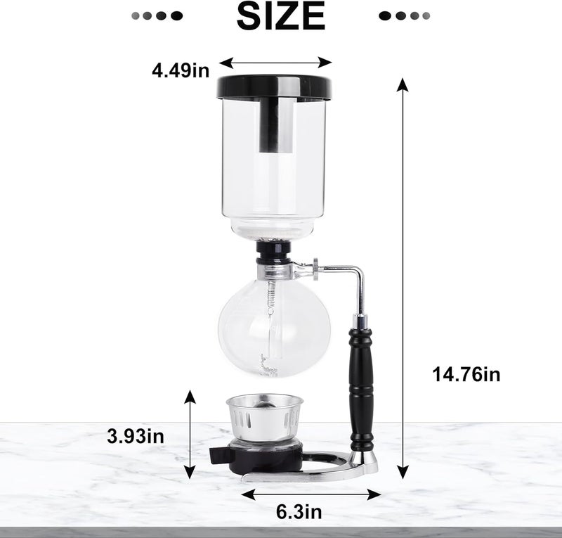 YUCHENGTECH ماكينة صنع القهوة بالسيفون الزجاجي من - من نوع القدر الفراغي Technica Syphon (سعة 5 أكواب، 600 مل) - Image 3