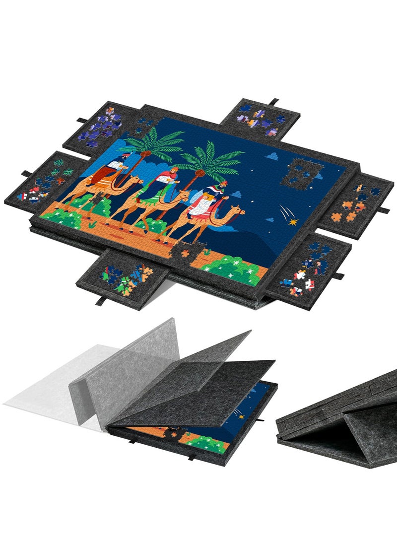 URbazaar 1000 Pieces Puzzle Board with Drawers and Cover,30.3"x21.1"Portable Jigsaw Puzzle Table for Adults Puzzle Tables with Drawers - Image 1