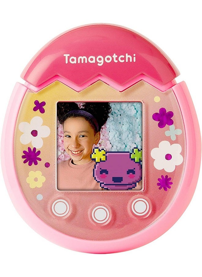 TAMAGOTCHI 42901 Bandai Pix The Next Generation of Virtual Reality Pet with Camera, Games and Collectable Characters-Floral, Pink