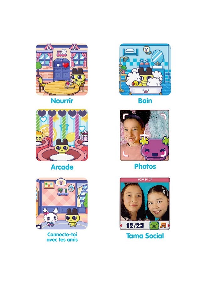 TAMAGOTCHI 42901 Bandai Pix The Next Generation of Virtual Reality Pet with Camera, Games and Collectable Characters-Floral, Pink