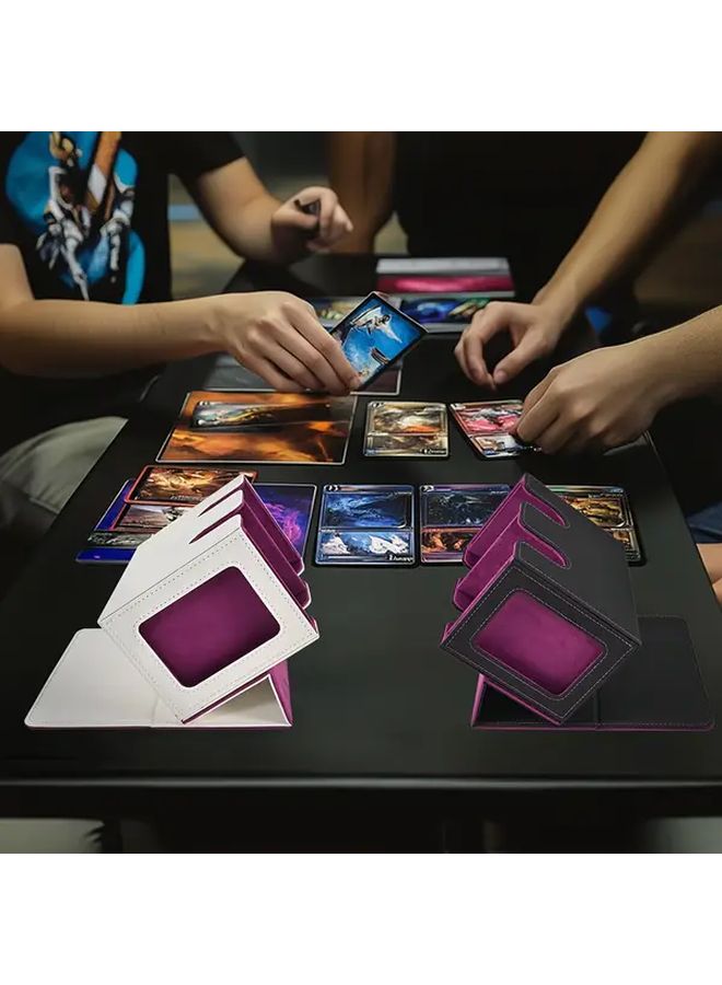 Leather Magnetic Double Deck Box For 200 Plus Double Sleeved Cards Black Light Blue - Image 5