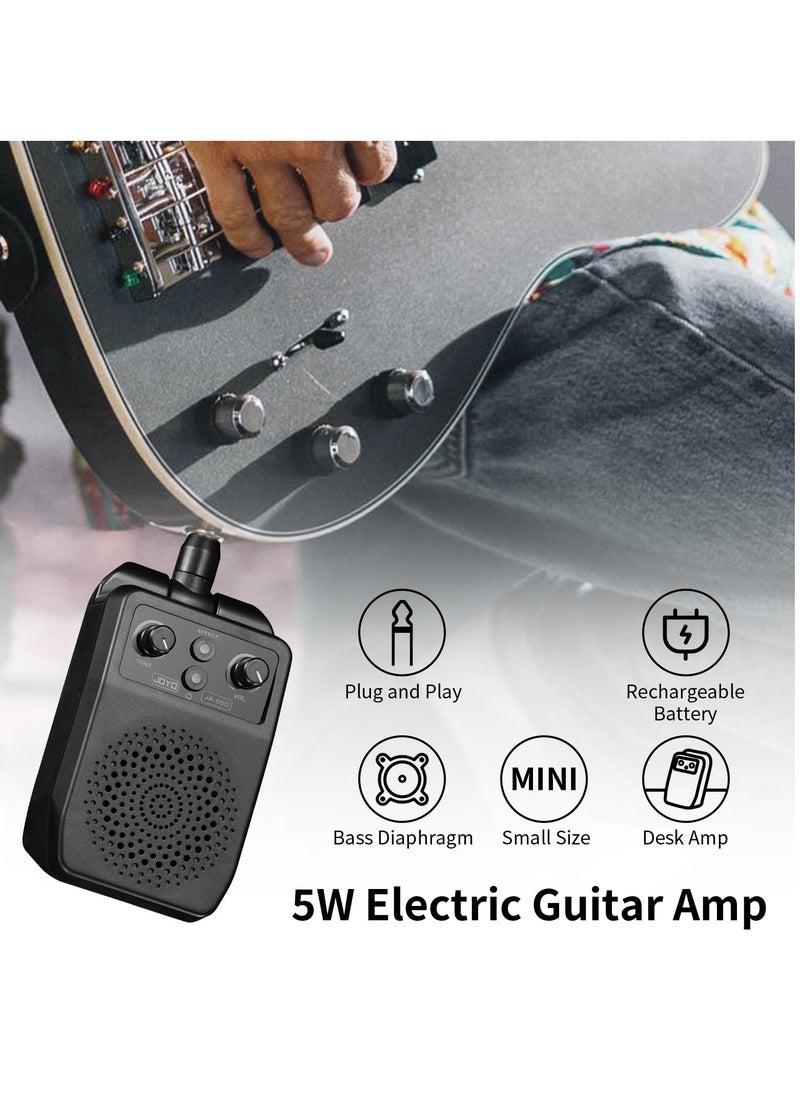 SYOSI - 5W Electric Guitar Amp, Mini Portable Bluetooth Amplifier, Rechargeable Small Personal Practice Amp with 4 Effects, Overdrive, Distortion, Reverb, Clean, Ideal for Electric Guitar, Black - Image 1