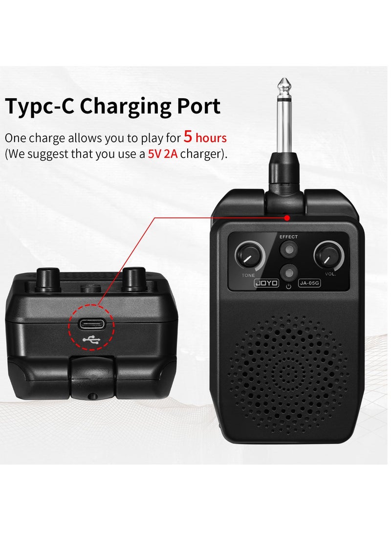 SYOSI - 5W Electric Guitar Amp, Mini Portable Bluetooth Amplifier, Rechargeable Small Personal Practice Amp with 4 Effects, Overdrive, Distortion, Reverb, Clean, Ideal for Electric Guitar, Black - Image 1