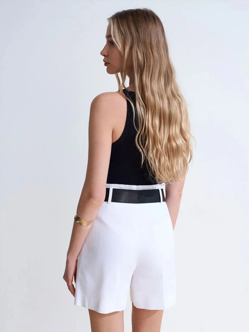 ديلفين DILVIN Ribbed Cotton Halterneck Blouse