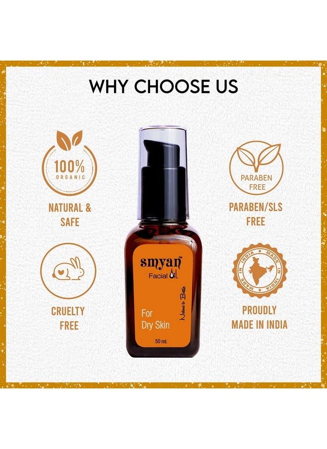 Smyan Facial Oil Inface Serum With Face Oil For Dry Skin Youthful Nourishes And Glowing Skin Boosts Collagen & Elasticity With Anti Aging Properties 50Ml  - Image 4
