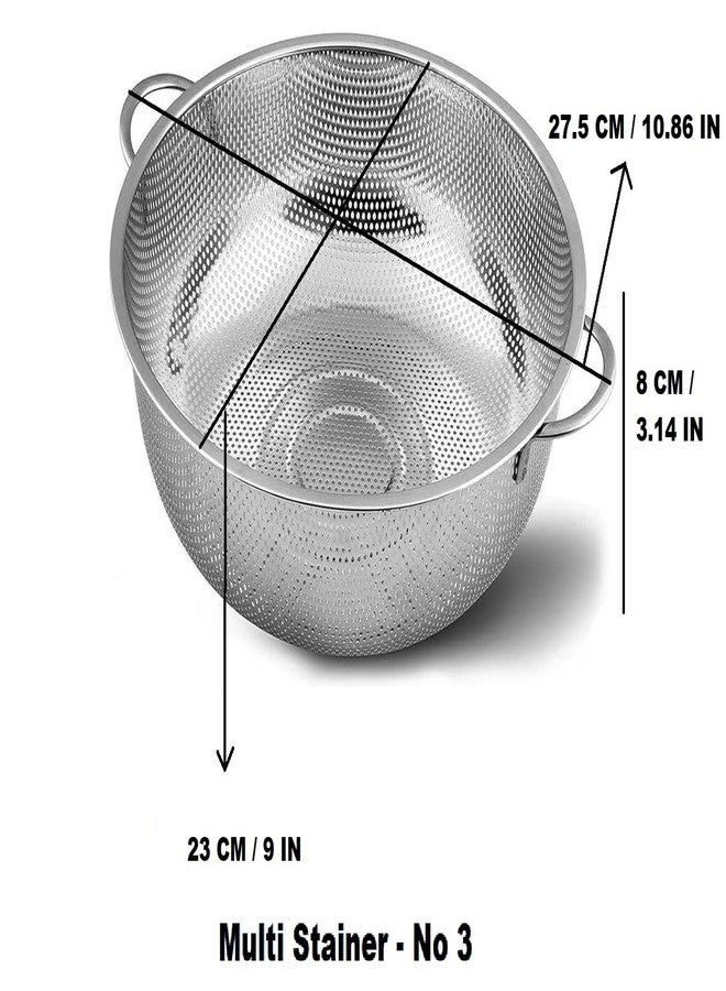 Onions Stainless Steel Colander with Handles – Heavy-Duty Mesh Strainer Bowl for Draining Pasta, Rice, Vegetables & Fruits – Rustproof, Fast Draining, Stable Base (Big No -3 23 Cm) - Image 2