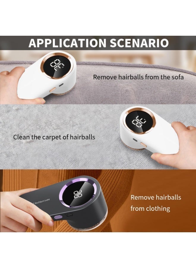 Electric Fabric Shaver  Lint Remover - Rechargeable USB, Digital Display, Portable Fuzz Shaver for Clothes with Brush | Household Hair Ball Trimmer - Image 4