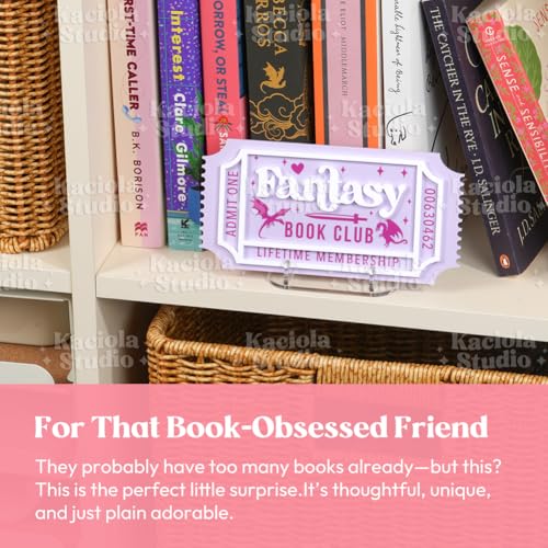 KACIOLA STUDIO Library Sign, Bookish Decor for Book Nook, Gifts for Booklovers/Reader/Women, Bookshelf Book Store Decor, Romantasy Gift (Black Dark Romance) - Image 3
