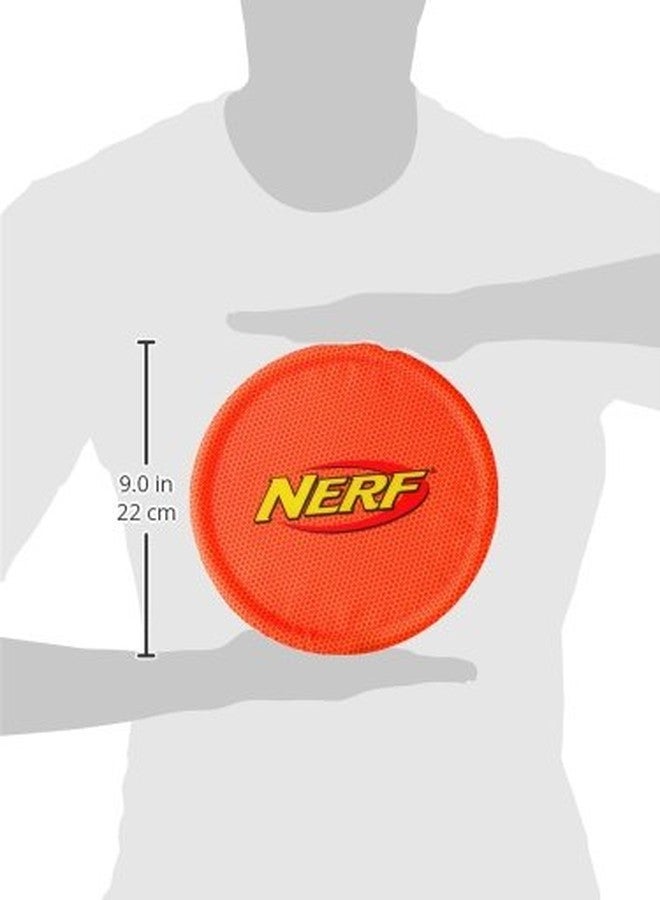 نيرف دوج لعبة نيرف دوغ الطائرة المصنوعة من النايلون، قرص طائر، خفيف الوزن، متين ومقاوم للماء، مثالي للشاطئ وحمام السباحة، قطر 9 بوصات، مناسب للسلالات المتوسطة والكبيرة، قطعة واحدة، برتقالي - Image 3