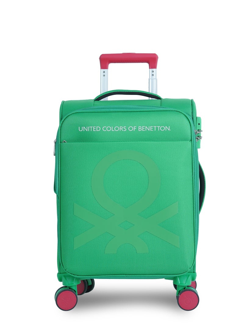 UNITED COLORS OF BENETTON BNTE-50 20 Inch- Cabin Luggage with TSA Lock| Material- Soft Trolley with lightweight | Adjustable Trolley Handle | Smooth Dual Wheels 360degree rotate| GREEN - Image 1