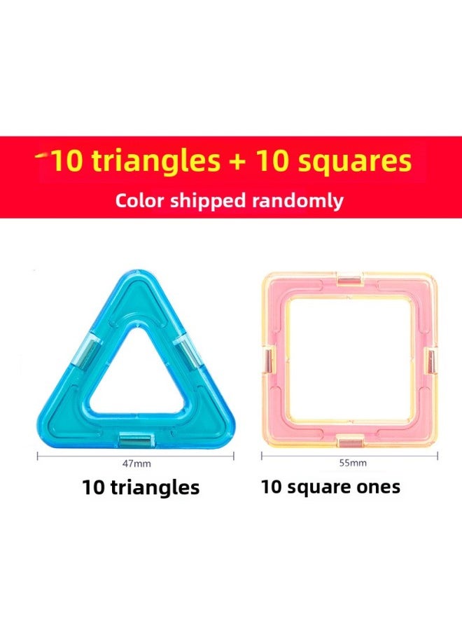bloques magnéticos educativos para niños, juguete versátil para escritorio, decoración para kindergarten y parque, venta al por mayor - Color: 10 cuadrados + 10 triángulos  - Image 1