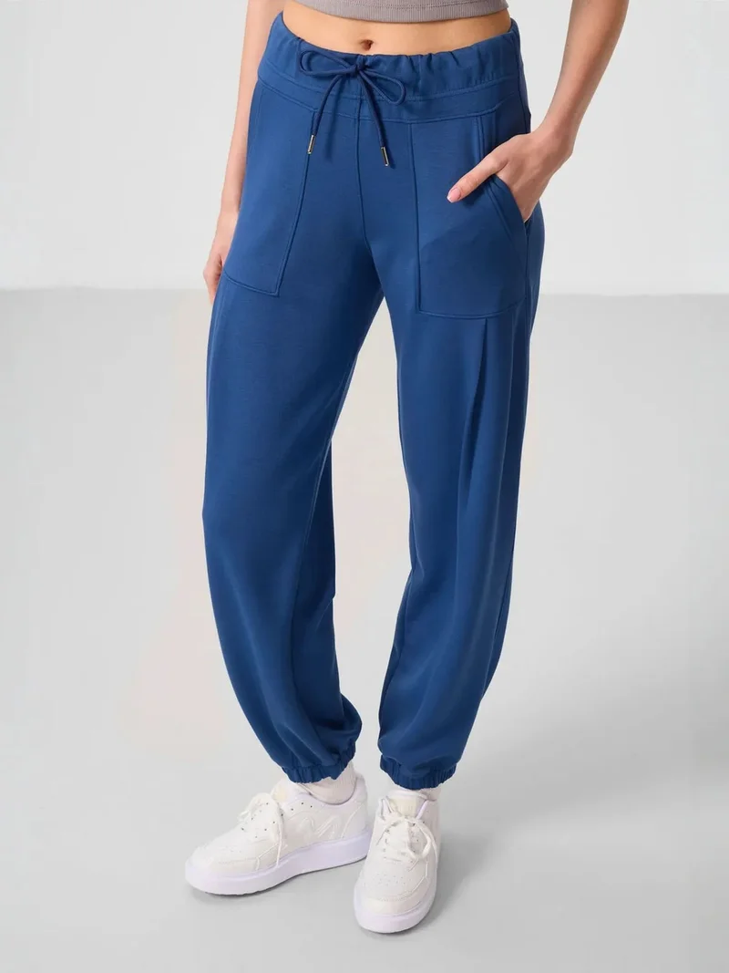 TOMMYLIFE TOMMY Mid Waist Crepe Relaxed Pants with Pocket