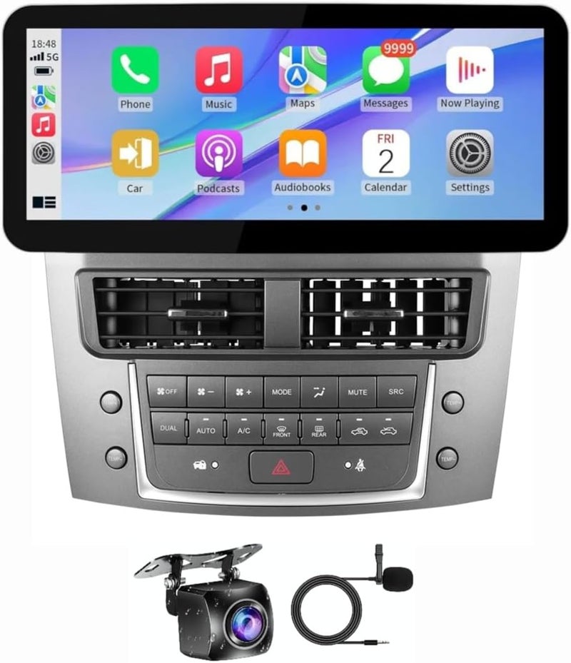 Vierex 12.3-Inch Android Car Stereo for Lexus IS250/IS350/IS F (2005–2009), Wireless Apple CarPlay & Android Auto, GPS Navigation, WiFi, Bluetooth 5.0, FM Radio, Backup Camera, 8GB RAM + 128GB ROM - Image 1