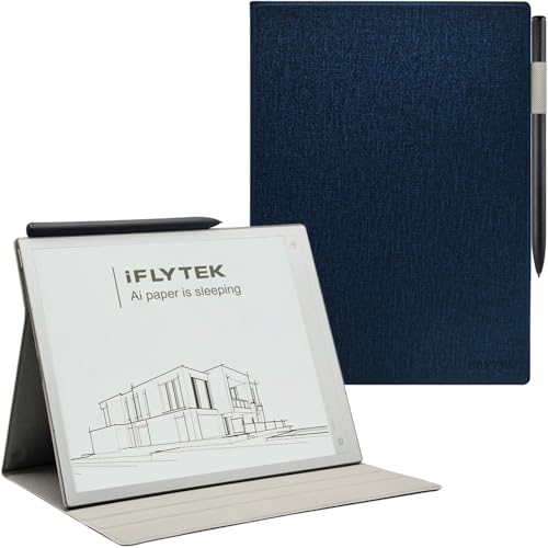 GOVTVA Magnetic Stand Folio Case for 1065 iFLYTEK AINOTE 2 2025 Released UltraThin Lightweight Premium PU Leather Cover with Builtin Pen Holder Auto SleepWake Cloth Bark Blue - Image 1