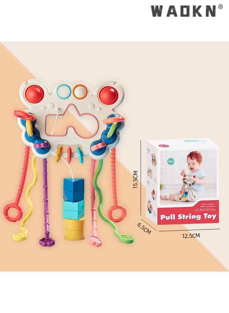 دبليو أيه أو كي أن طفل حسيّ مونتيسوري سليكوون لعبة , طفلة سليكوون سحب سلك لعبة نشطة , طفلة صغيرة حسيّة لعبة مع دعم دقيقة حركيّة مهارة , طفلة تيثر لعب لأنّ فتى وفتاة أكثر من 18 شهور - Image 1