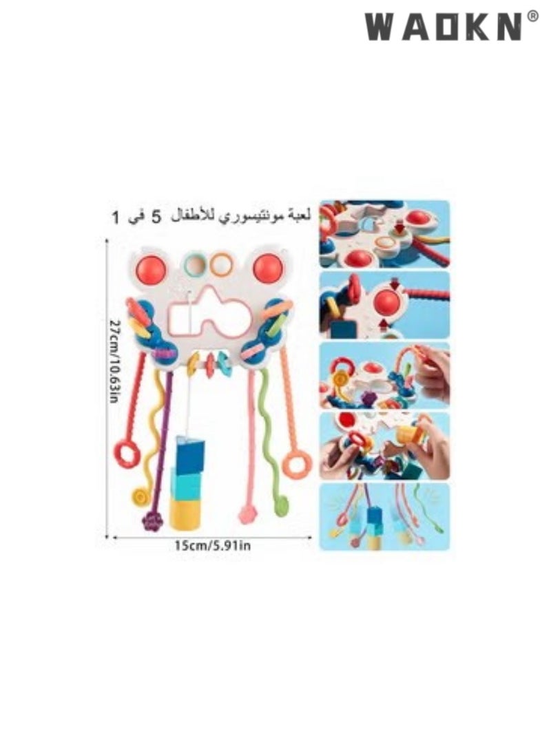 دبليو أيه أو كي أن طفل حسيّ مونتيسوري سليكوون لعبة , طفلة سليكوون سحب سلك لعبة نشطة , طفلة صغيرة حسيّة لعبة مع دعم دقيقة حركيّة مهارة , طفلة تيثر لعب لأنّ فتى وفتاة أكثر من 18 شهور - Image 2