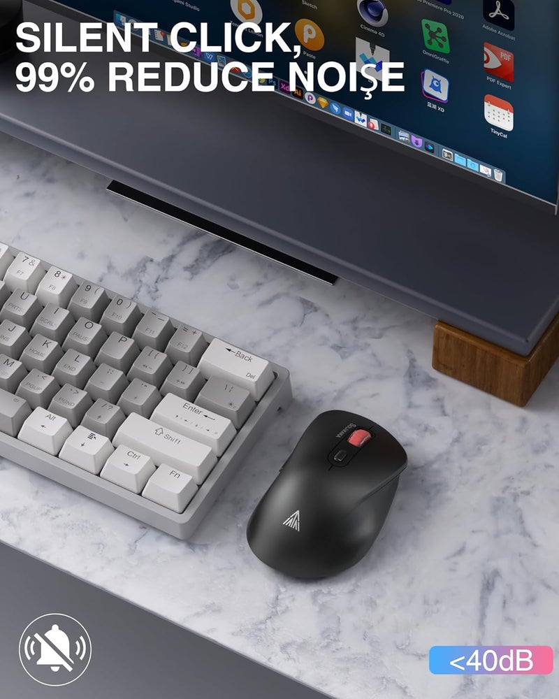 SOLAKAKA SM66 Silent Dual Mode 2.4GHz Wireless Mouse with 2 Side Buttons, 4800 DPI,Rechargeable Computer Mouse for Laptop,PC(Black) - Image 5