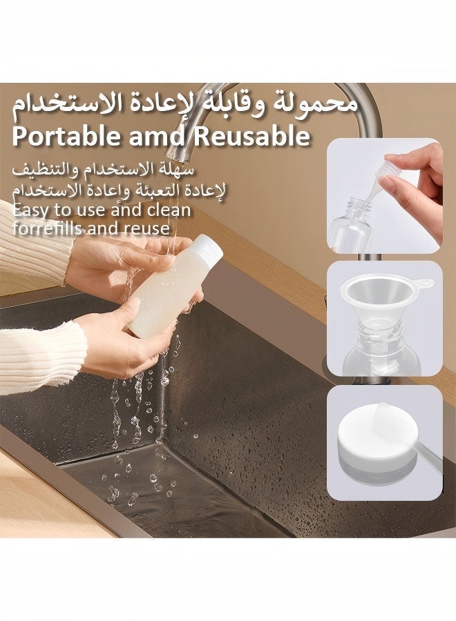طقم زجاجات سفر 12 قطعة، معتمد من TSA، حاويات سيليكون مقاومة للتسرب لشامبو وبلسم وكريم مرطب، 2 أونصة و 3 أونصة، ملحقات سفر قابلة للضغط وخالية من BPA - Image 5