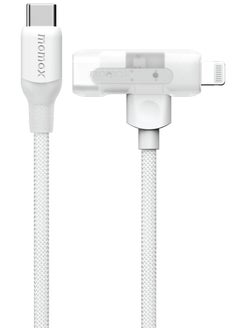 Momax 1-Link Flow Duo 2 in 1 USB-C to USB-C + Lightning Cable to USB-C Braided Cable 1.5 Meter [MFI Certified] Fast Charge PD 3.0 - White  - Image 4