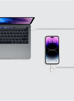 Momax 1-Link Flow Duo 2 in 1 USB-C to USB-C + Lightning Cable to USB-C Braided Cable 1.5 Meter [MFI Certified] Fast Charge PD 3.0 - White  - Image 3