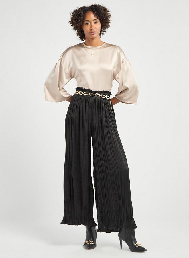 سبلاش فيڤ بنطلون واسع الساقين بارز الملمس بخصر مطاطي - Image 2