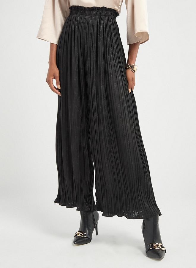 سبلاش فيڤ بنطلون واسع الساقين بارز الملمس بخصر مطاطي - Image 1