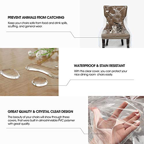 Zipcase 2 Packs Clear All Cover in Plastic Dinning Chair Covers - Heavy-Duty PVC Chair Protectors, 20’D x 22’W x 20’H x 41’H, Keep Your Dinning Chair Away from Water Dust Paws and Claws - Image 3