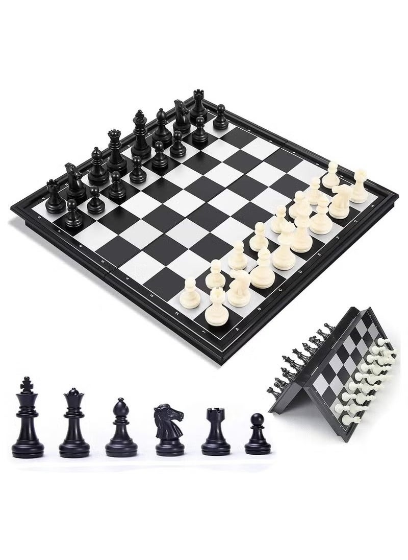 A ZONE Chess Board Set Game, Magnetic Chess Piece Set with Chess Folding/Portable Storage Board, Traditional Game, Educational Toys for Kids/Children/Adults Gift (Black/White, 25x25x2cm)  - Image 1