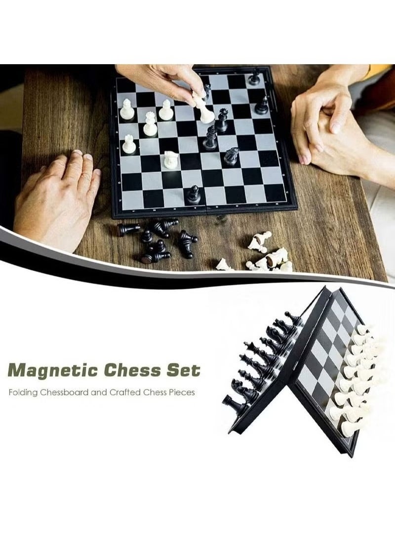 A ZONE Chess Board Set Game, Magnetic Chess Piece Set with Chess Folding/Portable Storage Board, Traditional Game, Educational Toys for Kids/Children/Adults Gift (Black/White, 25x25x2cm)  - Image 2