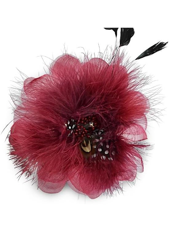 Expo International Expo International Sonia Feather Brooch and Hairclip Hair Accessory, Burgundy 