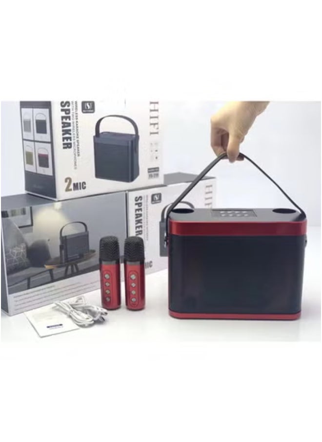 YS YS-219 Bluetooth Karaoke Speaker System with Dual Wireless Microphones – Portable Outdoor Sound System with Powerful Bass, Echo & Vocal Effects, USB/TF Card Music Playback, and Rechargeable Battery – Perfect for Parties, Events, Picnics & Gatherings – Red  - Image 4