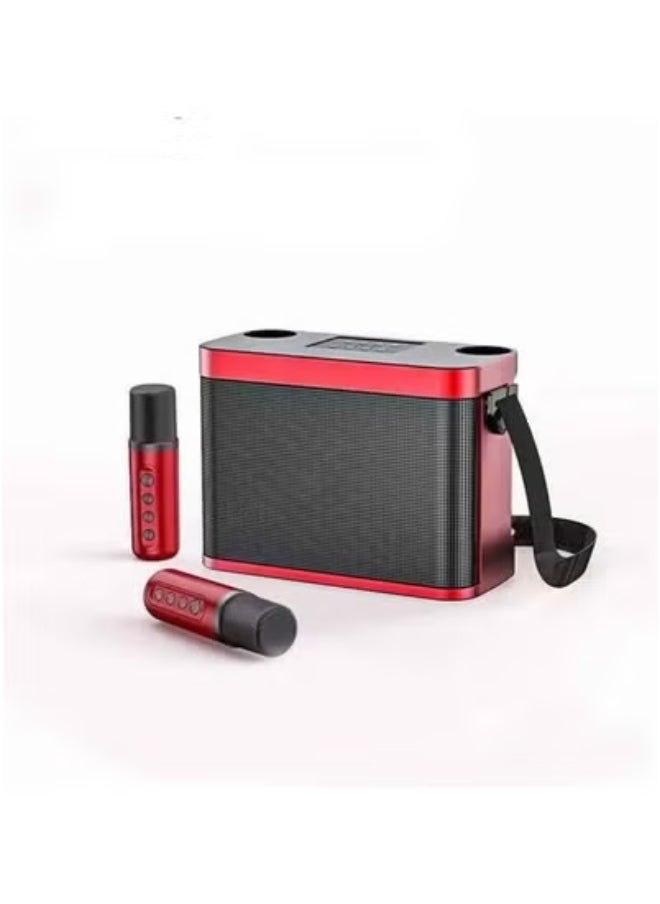 YS YS-219 Bluetooth Karaoke Speaker System with Dual Wireless Microphones – Portable Outdoor Sound System with Powerful Bass, Echo & Vocal Effects, USB/TF Card Music Playback, and Rechargeable Battery – Perfect for Parties, Events, Picnics & Gatherings – Red  - Image 3