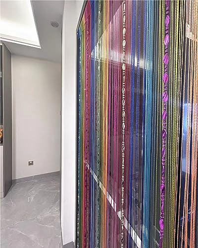 ave split 100cmX200cm Decorative Door String Curtain Beads Wall Panel Fringe Window Room Divider Blind for Wedding Coffee House Parts Door Divider Beads Tassel Screen Decoration (Colorfull 25) - Image 3