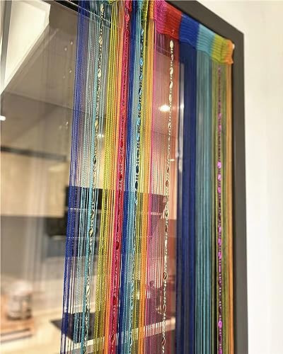 ave split 100cmX200cm Decorative Door String Curtain Beads Wall Panel Fringe Window Room Divider Blind for Wedding Coffee House Parts Door Divider Beads Tassel Screen Decoration (Colorfull 25) - Image 5