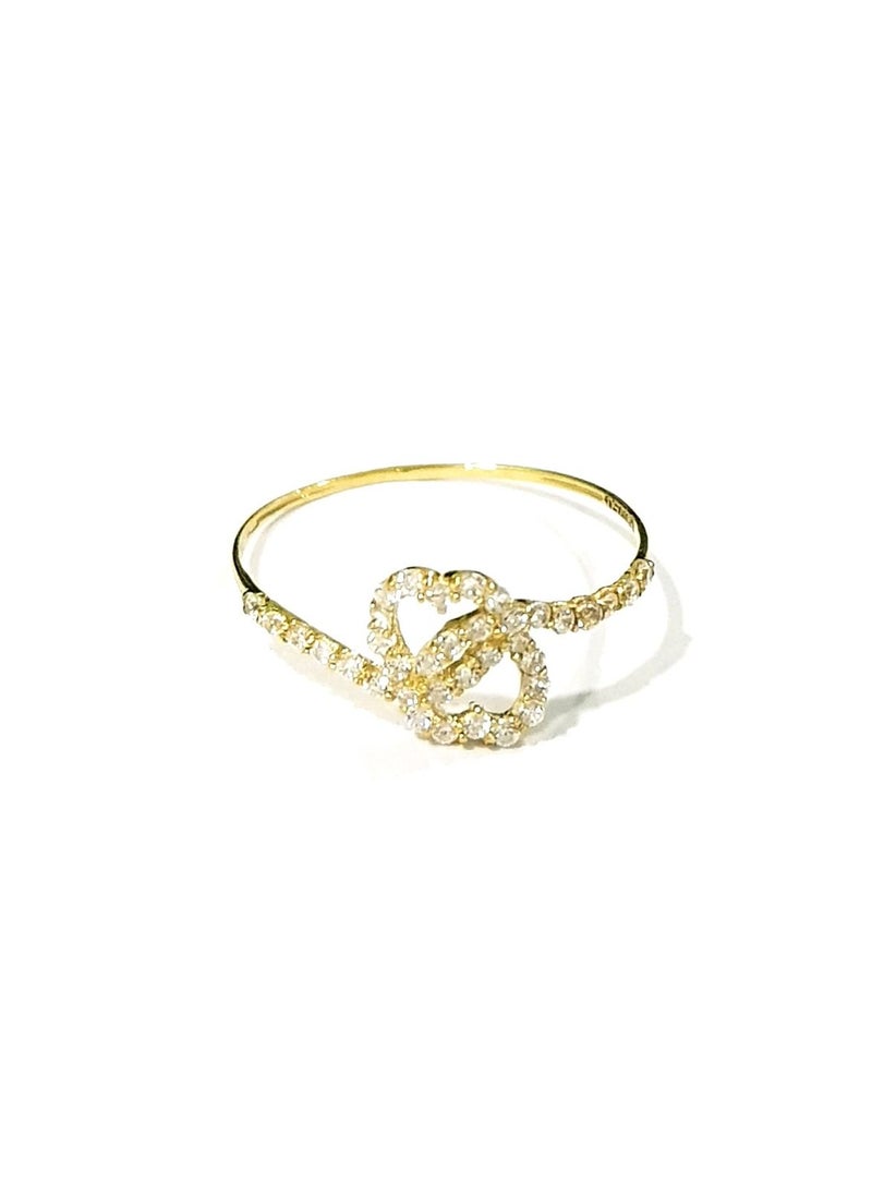 Hamsa.ae - 18K Pure Gold Double Heart Zircon Stone Ring Size 5 - Image 1
