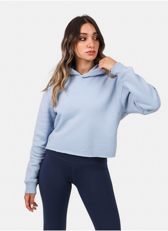 SHECHICK - Shechick Unfinished Baby Blue Cropped Hoodie - Image 1