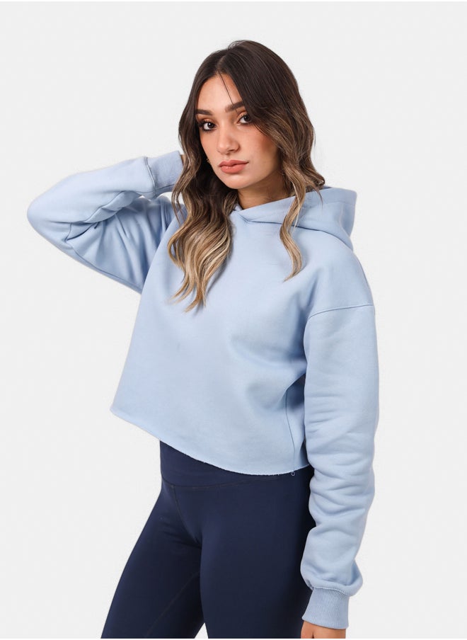 SHECHICK - Shechick Unfinished Baby Blue Cropped Hoodie - Image 1