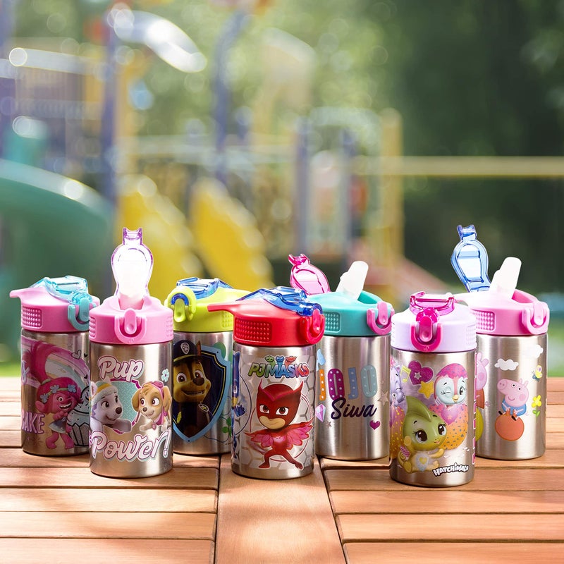 Zak Designs Paw Patrol Skye - Stainless Steel Water Bottle with One Hand Operation Action Lid and Built-in Carrying Loop, Straw Spout is Perfect for Kids (15.5 oz) - Image 2